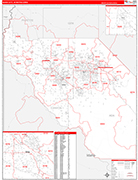 Boise City Metro Area Wall Map Red Line Style